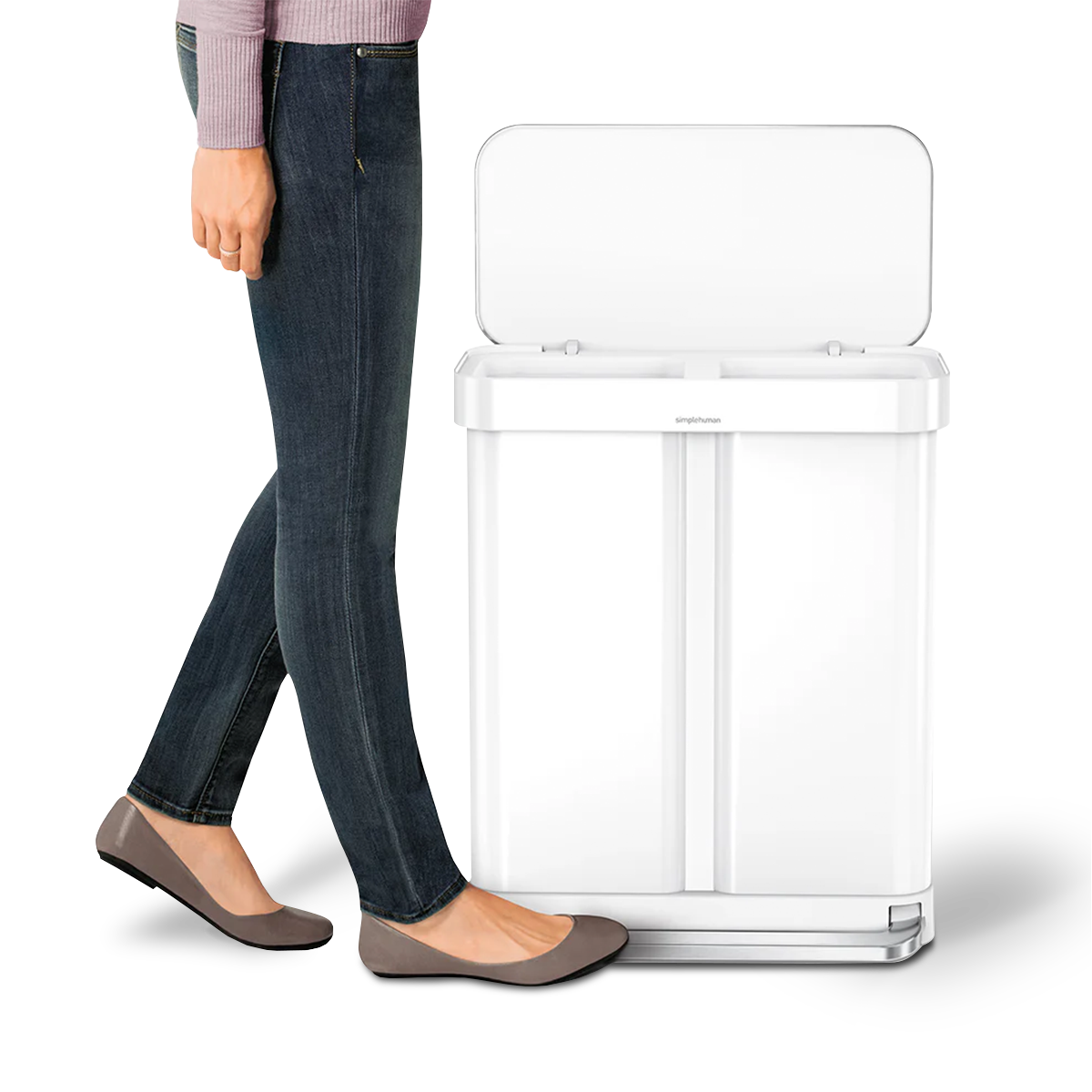 58L Dual Compartment Rectangular Step Can with Liner Pocket