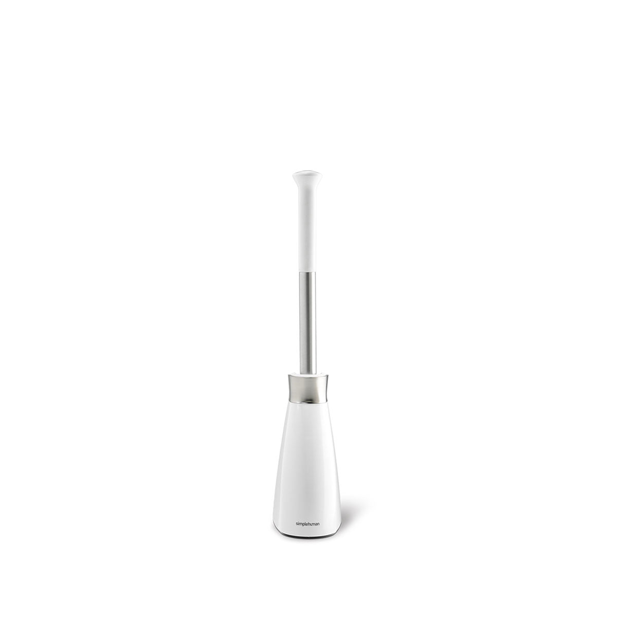Simplehuman Toilet Brush with slim canister, White and Stainless Steel finish.
