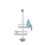 Simplehuman Polished Stainless Steel Over Door Adjustable Shower Caddy, rust-proof with secure suction cup.