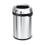 Simplehuman 115L Bullet Open Can in Brushed Stainless Steel, high capacity, easy access open top.