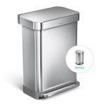 55L Rectangular Step Can with Liner Pocket + Bonus 4.5L Step Can
