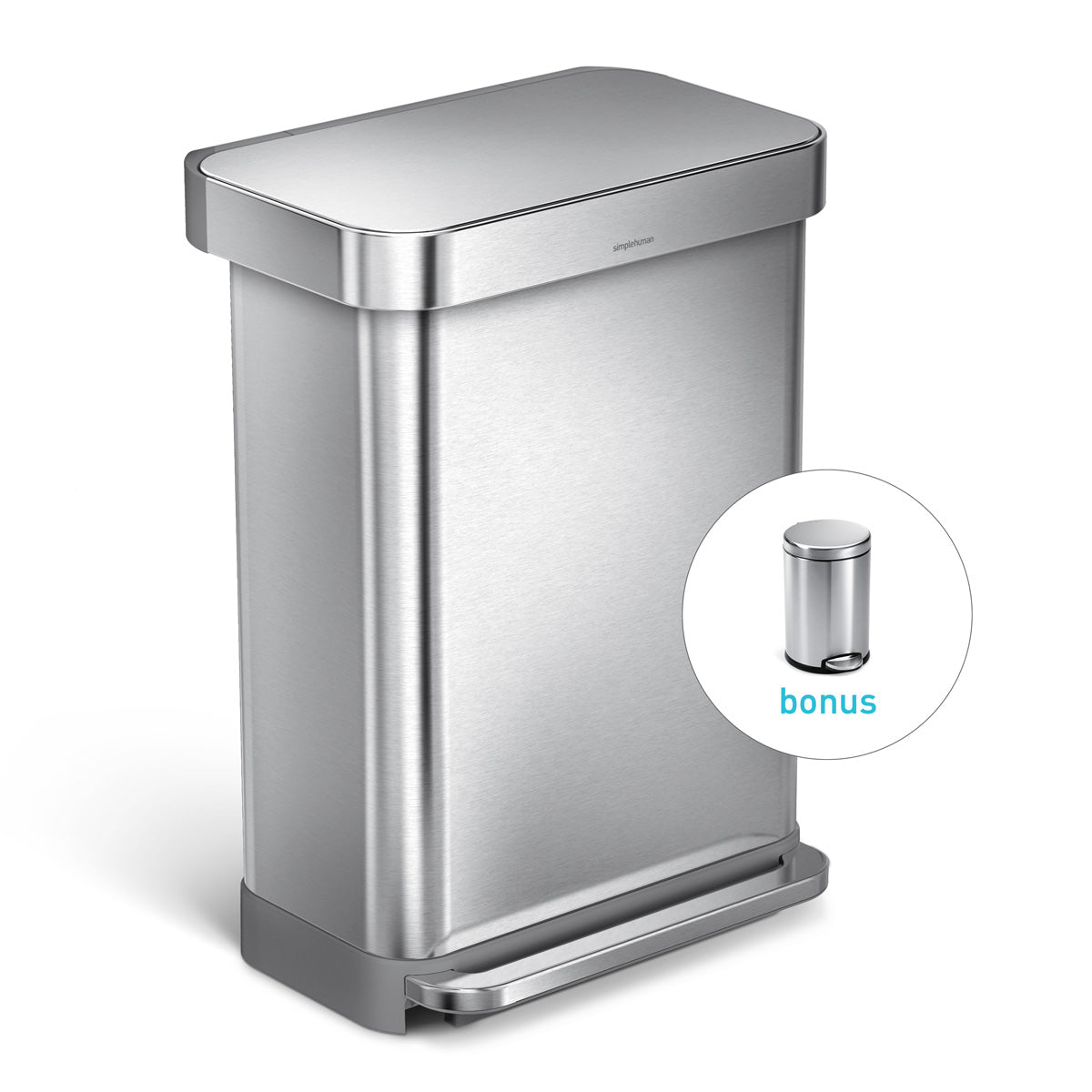 55L Rectangular Step Can with Liner Pocket + Bonus 4.5L Step Can