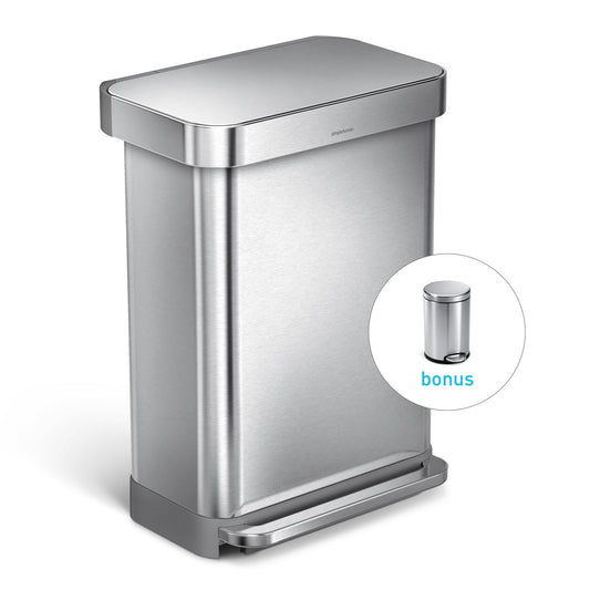 55L Rectangular Step Can with Liner Pocket + Bonus 4.5L Step Can