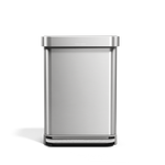 Simplehuman 55L Rectangular Step Can in Brushed Stainless Steel with hands-free foot pedal and internal liner pocket