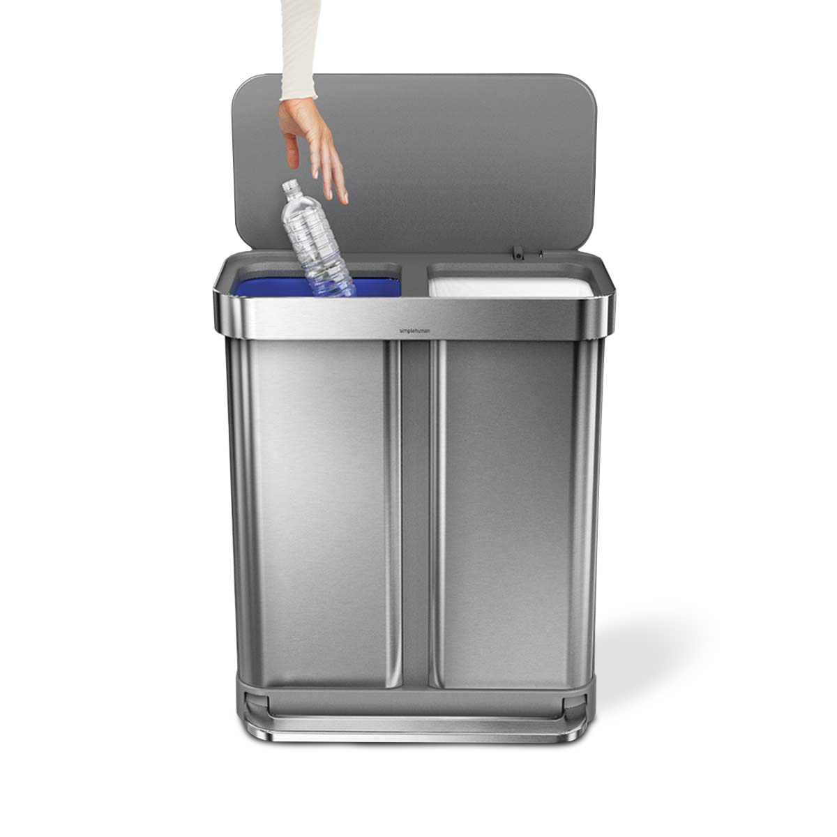 58L Dual Compartment Rectangular Step Can with Liner Pocket (Bundled with Compost Caddy and Liners)