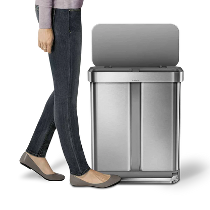 58L Dual Compartment Rectangular Step Can with Liner Pocket