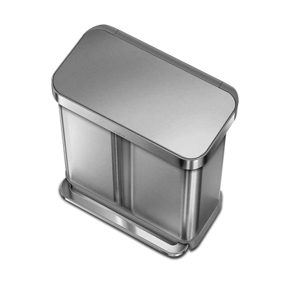58L Dual Compartment Rectangular Step Can with Liner Pocket (Bundled with Compost Caddy and Liners)