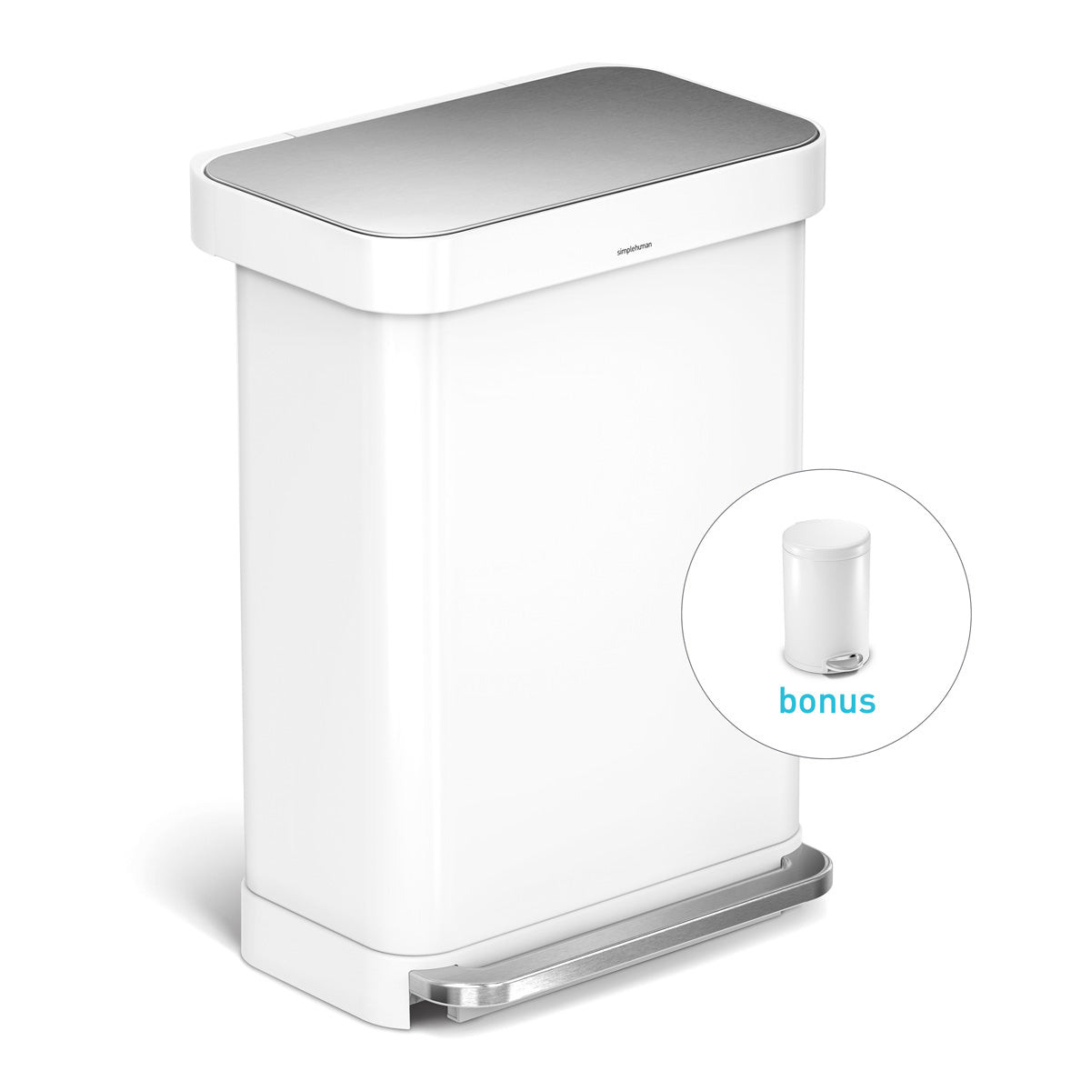 55L Rectangular Step Can with Liner Pocket + Bonus 4.5L Step Can