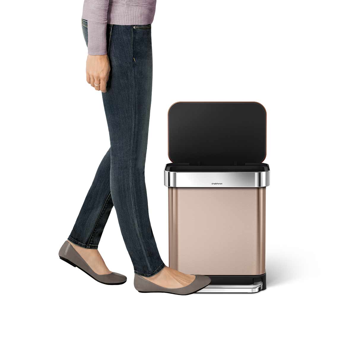 30L rectangular step can with liner pocket