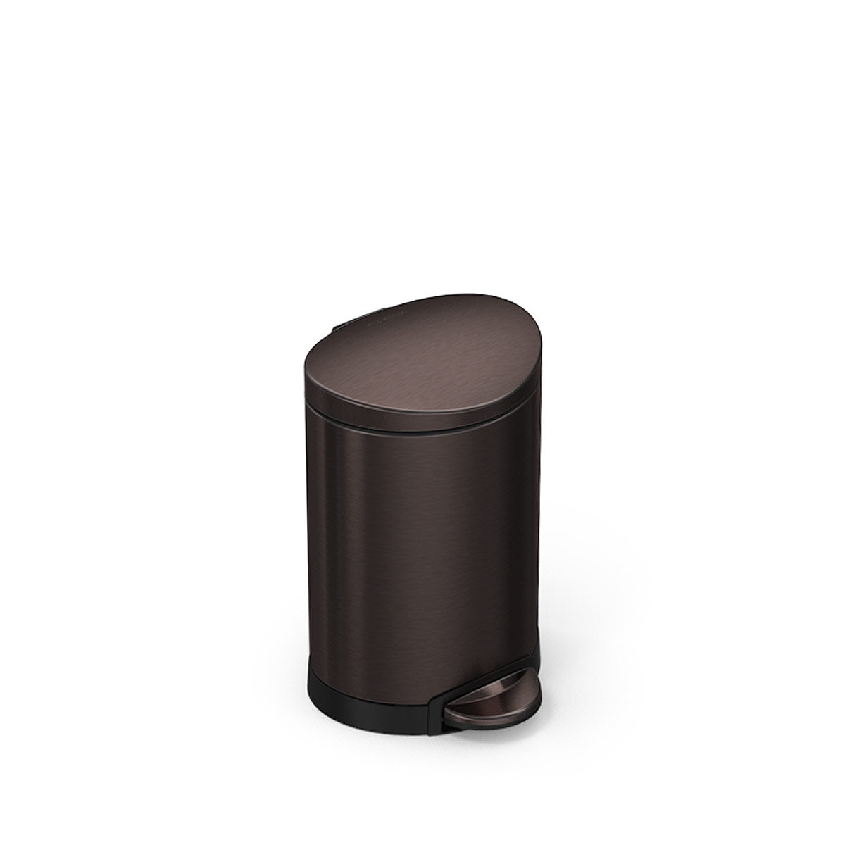 Simplehuman 6L Semi-Round Step Can in Dark Bronze, hands-free step pedal.