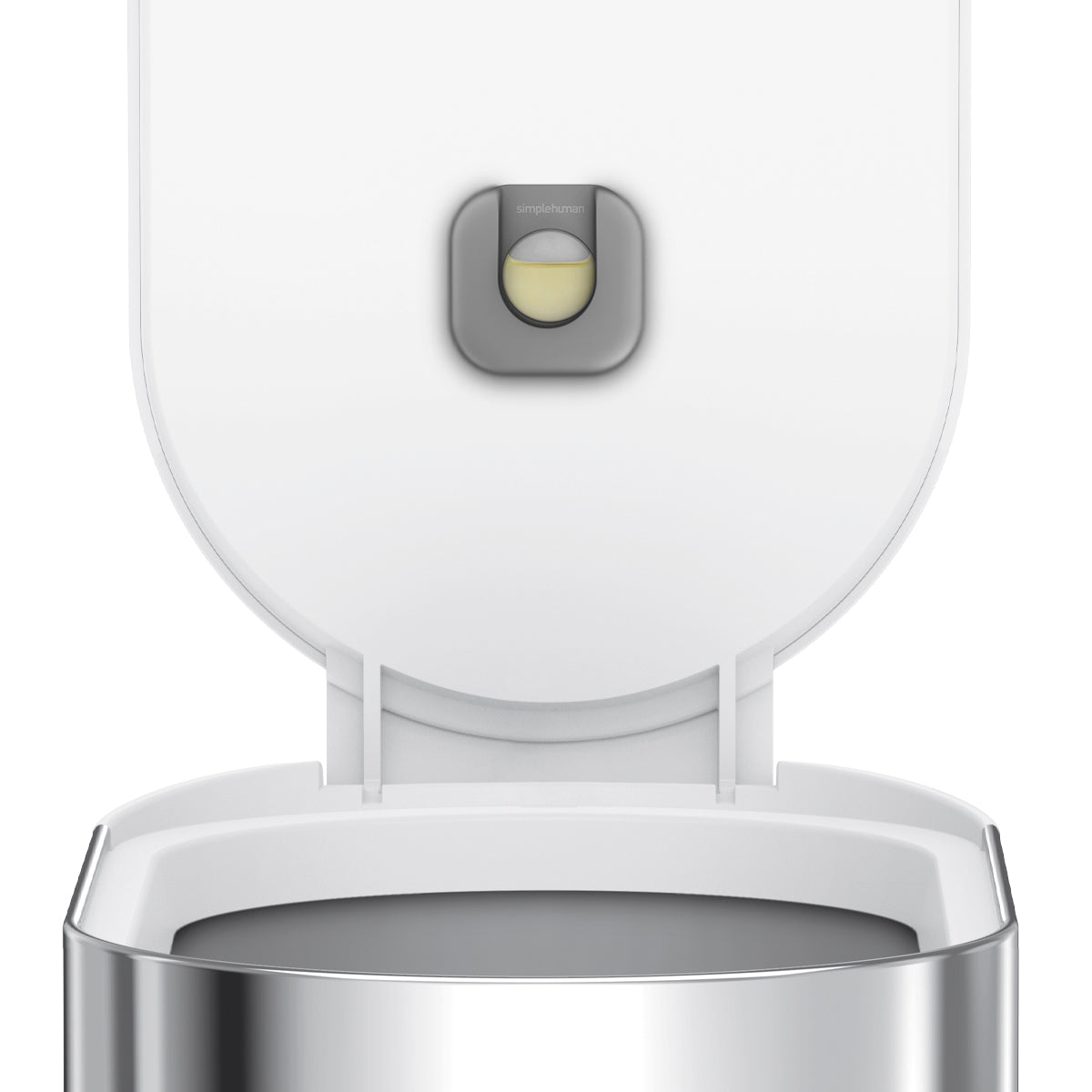 Simplehuman Detail view of the Odorsorb pod integrated into the Step Can lid, eliminating odors.