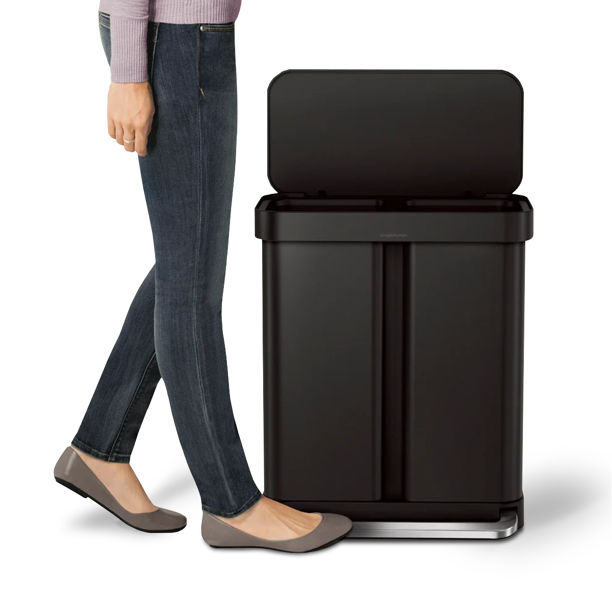 58L Dual Compartment Rectangular Step Can with Liner Pocket