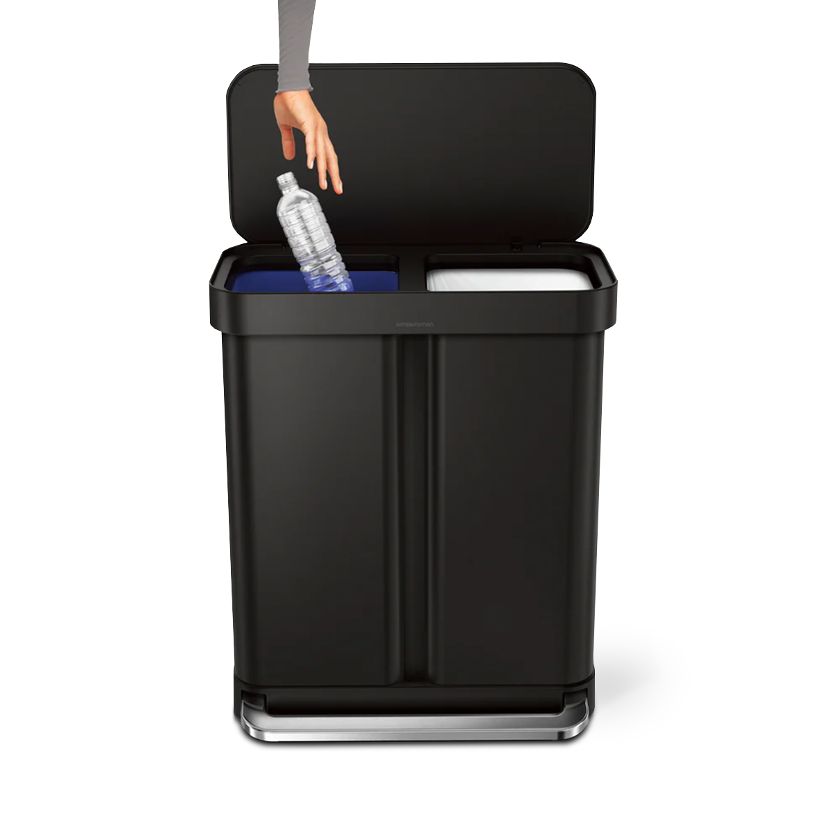 58L Dual Compartment Rectangular Step Can with Liner Pocket