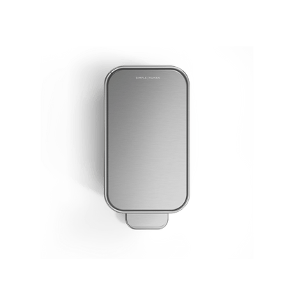 Top view of Simplehuman 5L Slim Step Can in Brushed Stainless Steel, showcasing slim profile and hands-free pedal.