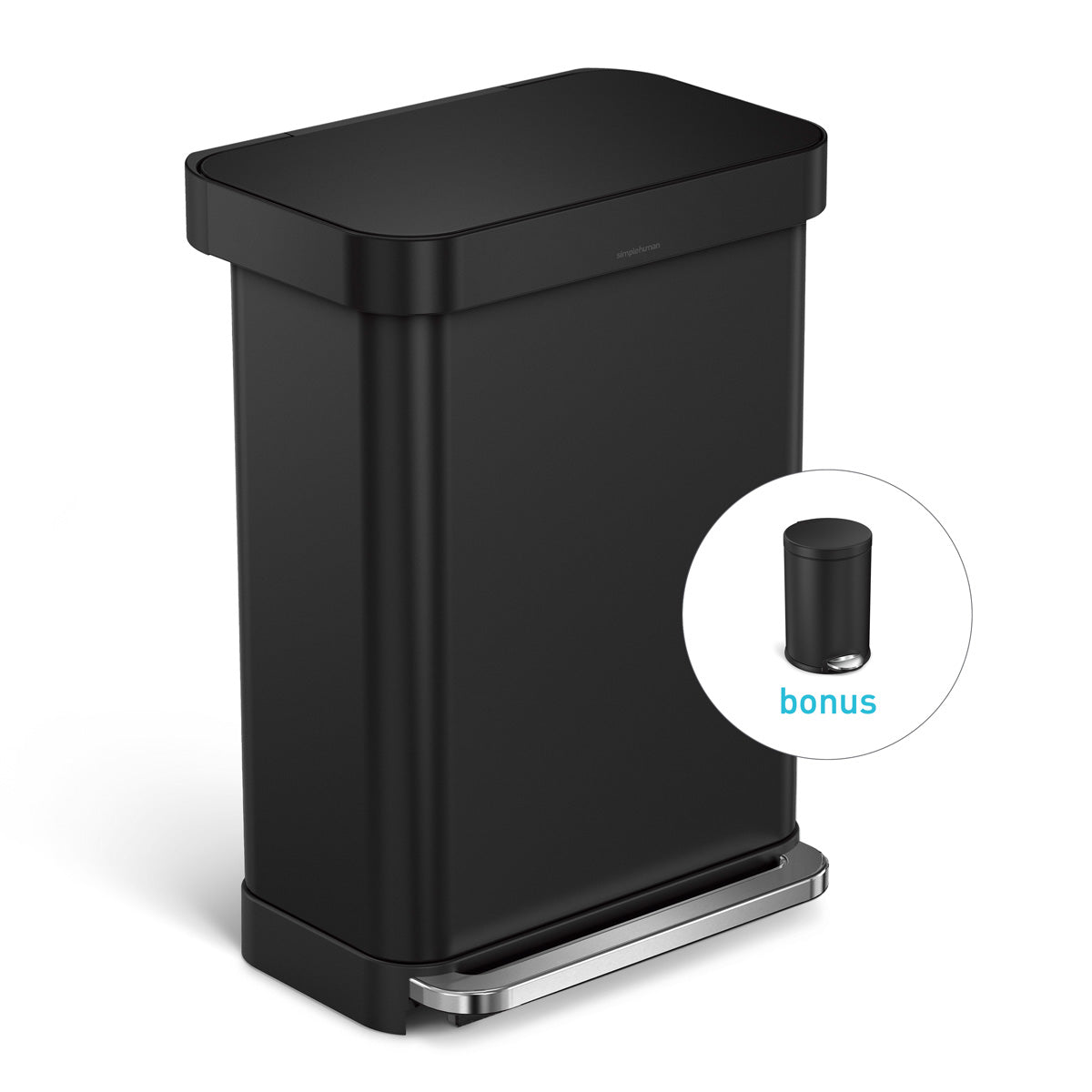 55L Rectangular Step Can with Liner Pocket + Bonus 4.5L Step Can