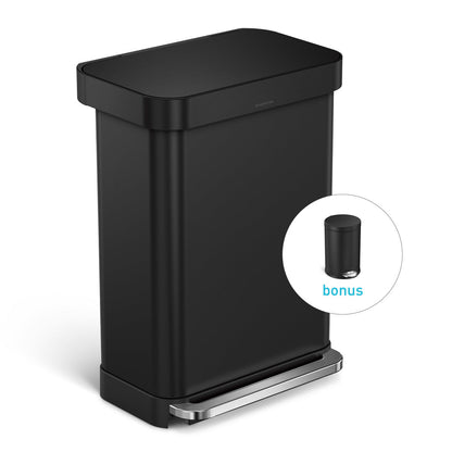 55L Rectangular Step Can with Liner Pocket + Bonus 4.5L Step Can