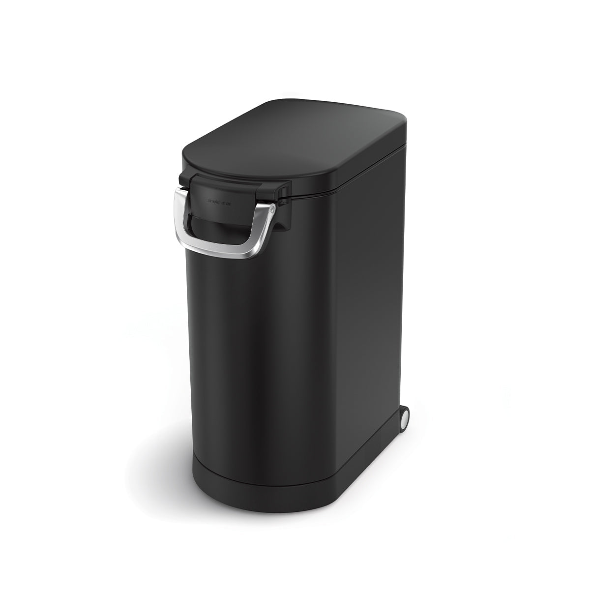 Simplehuman Large Pet Food Can, Matte Black, airtight locking handle, integrated wheels