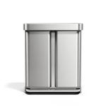 Simplehuman 58L Step Recycler in Brushed Stainless Steel, dual compartment for trash and recycling, hands-free foot pedal.