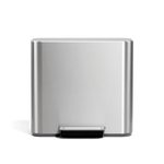 Simplehuman 16L Brushed Stainless Steel Mini Step Can with pedal, front angle.