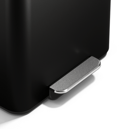 Simplehuman 16L Matte Black Mini Step Can with pedal, close up of pedal.