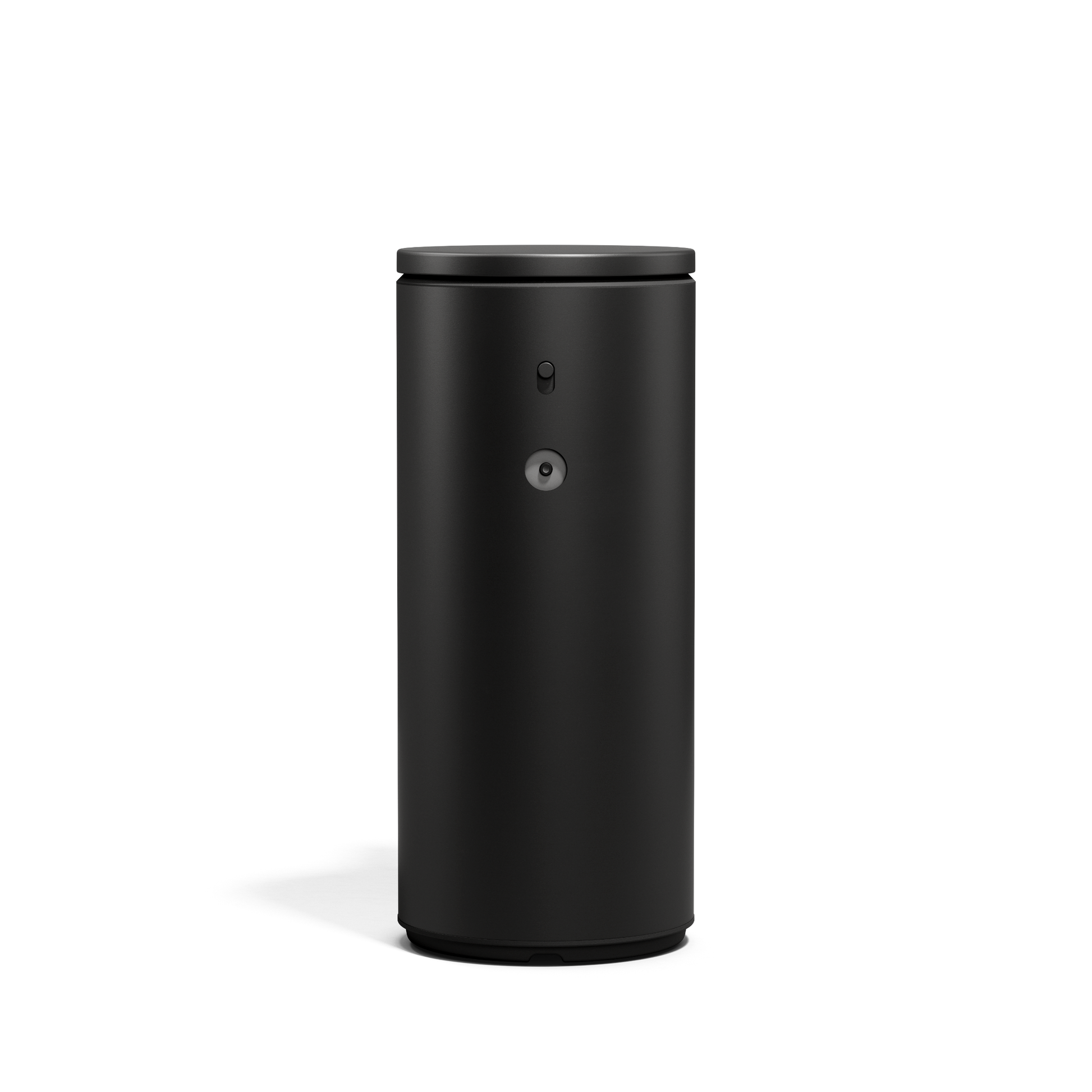 Detail view of Simplehuman 9 oz. Sensor Pump in Matte Black, showing adjustable control switch.