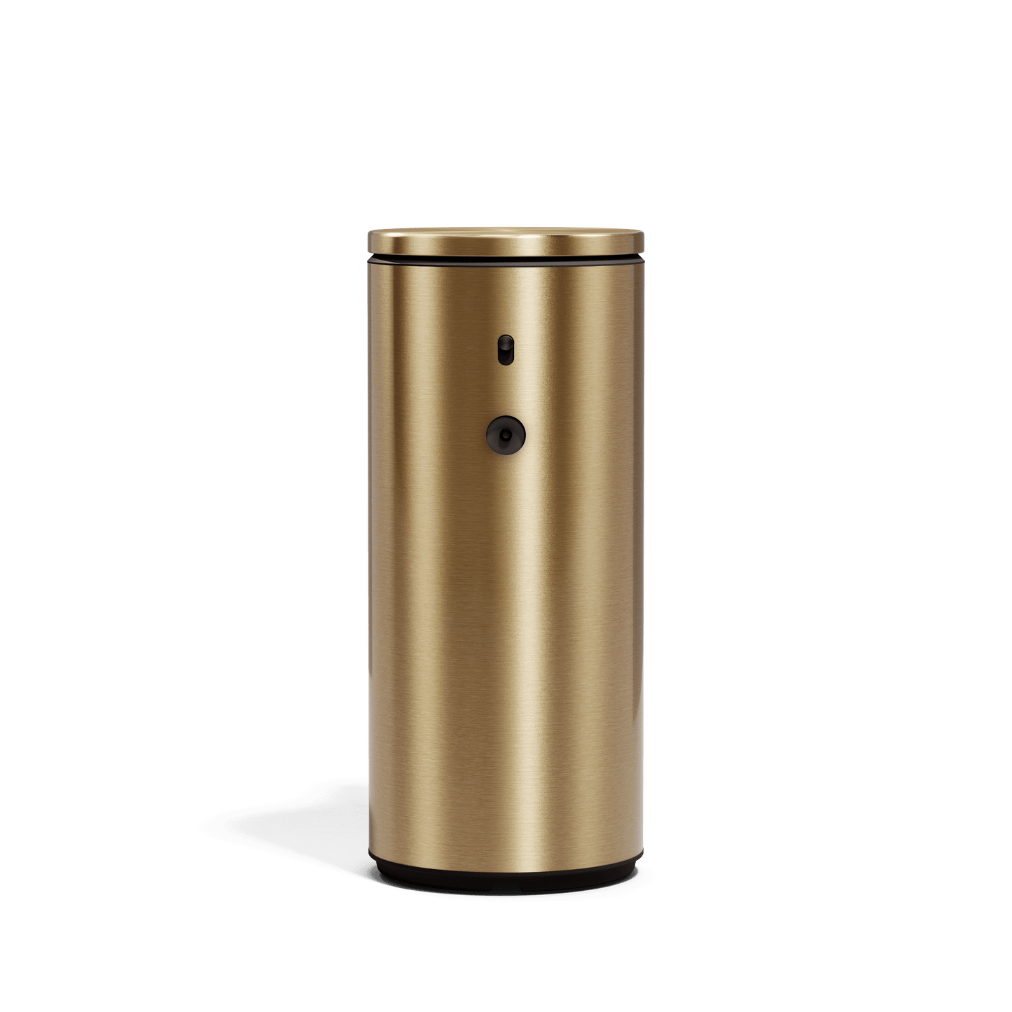 Front view of Simplehuman 9 oz. Rechargeable Sensor Pump in Brass, adjustable dosage.