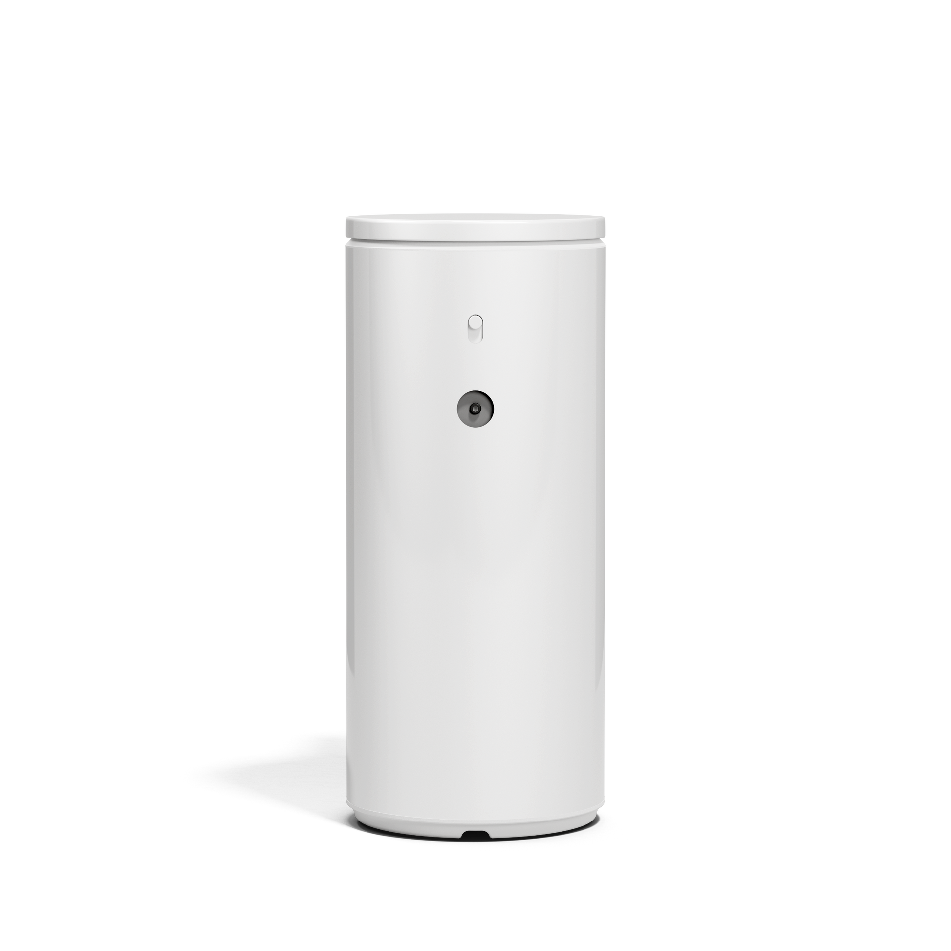 Close-up view of Simplehuman 9 oz. Rechargeable Sensor Pump in White, highlighting the adjustable control switch.