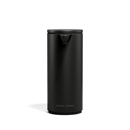 Simplehuman 9 oz. Rechargeable Liquid Sensor Pump in Matte Black, touch-free operation.