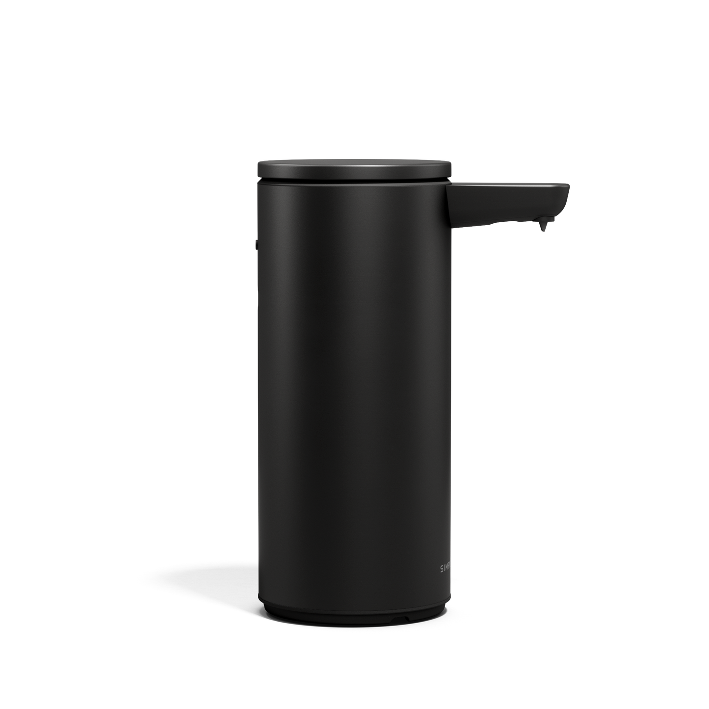 Side view of Simplehuman 9 oz. Rechargeable Liquid Sensor Pump in Matte Black, hands-free operation.