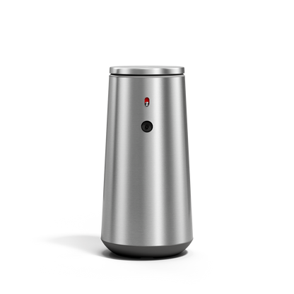 Front view of Simplehuman Brushed Stainless Steel Sensor Pump Foam, touch-free dispensing.
