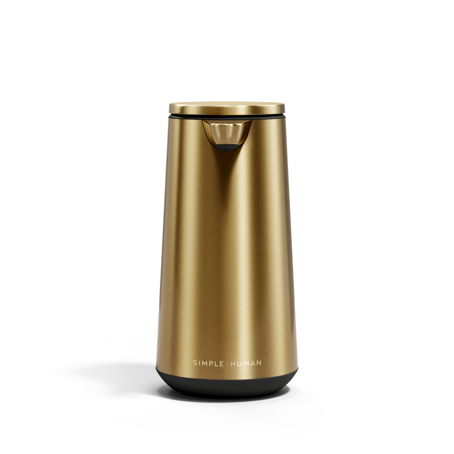 Simplehuman Brushed Brass Sensor Pump Foam, touch-free operation with drip-free foam dispensing.
