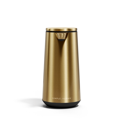 Simplehuman Brushed Brass Sensor Pump Foam, touch-free operation with drip-free foam dispensing.