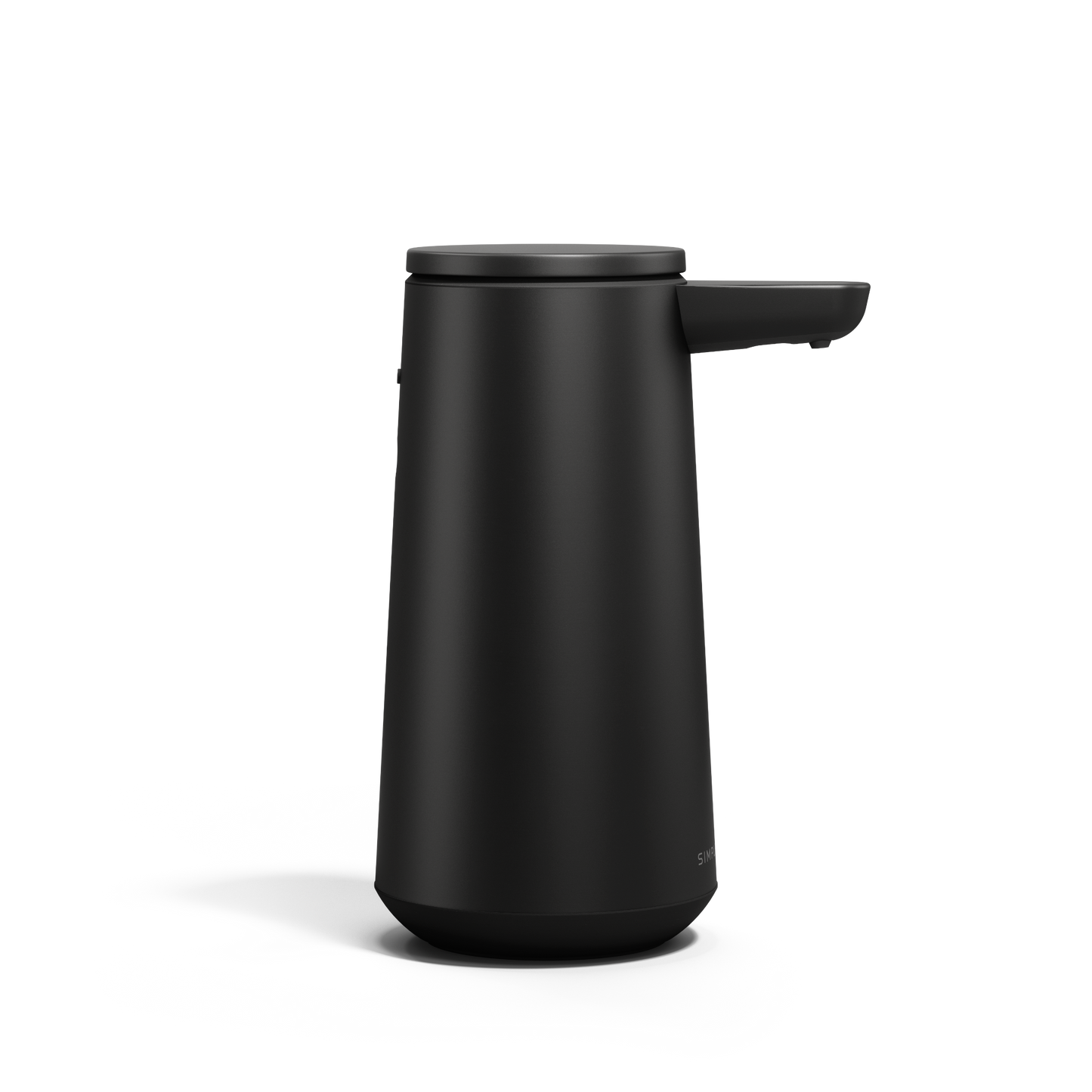 Side view of Simplehuman Matte Black Sensor Pump Foam, touch-free foam dispensing.