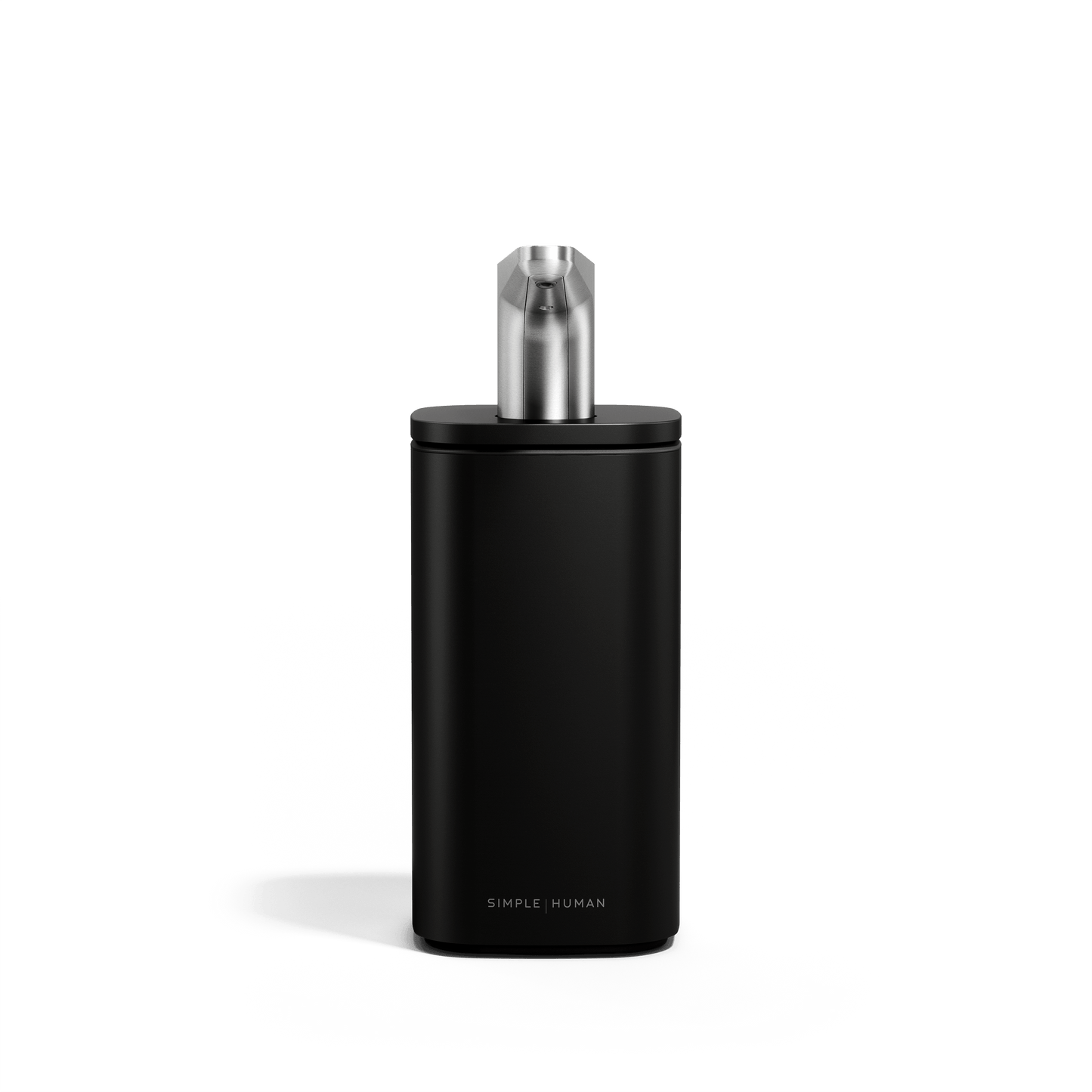 Simplehuman 10 oz. Pulse Pump in Matte Black with polished spout, featuring a square design for precise dispensing.