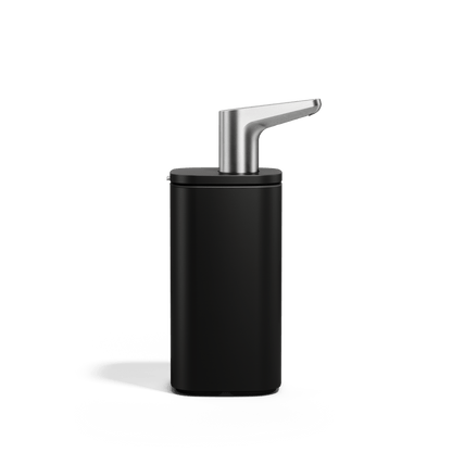 Simplehuman 10 oz. Pulse Pump in Matte Black, sleek rectangular profile featuring an ergonomic drip-free angled spout.