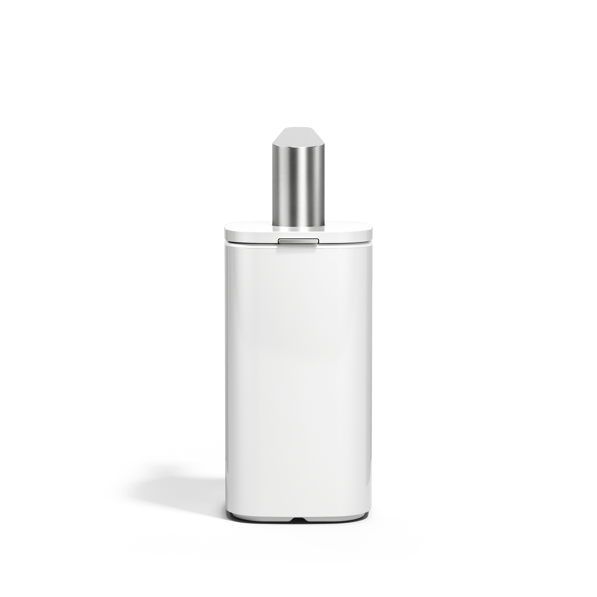 Simplehuman 10 oz. White Pulse Pump, centered view highlighting the easy-fill access lid and square body.