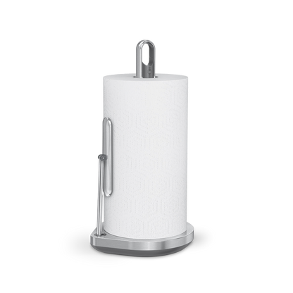 Simplehuman Paper Towel Holder with Spray in Brushed Stainless Steel, quick-tear arm and removable spray handle