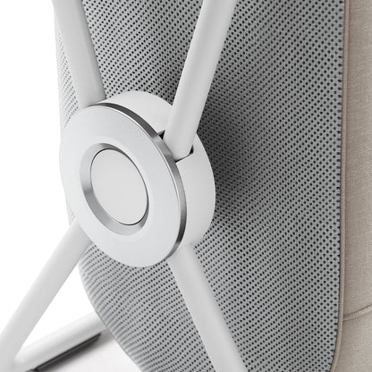 Simplehuman Double X-Frame Hamper, detail view of White frame hub connection with silver accent.