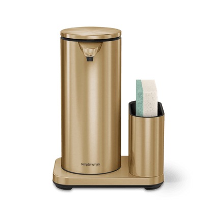 Simplehuman Sensor Pump 14 oz. with Caddy in Brass front view