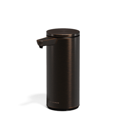 Straight-on view of Simplehuman 9 oz. Rechargeable Liquid Sensor Pump in Dark Bronze, hands-free.