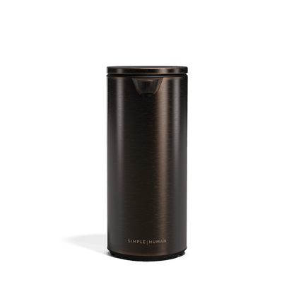 Simplehuman 9 oz. Rechargeable Sensor Pump in Dark Bronze finish, hands-free liquid dispenser.