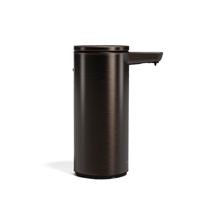 Simplehuman 9 oz. Rechargeable Sensor Pump in Dark Bronze, cylindrical design, touch-free adjustable dispensing.