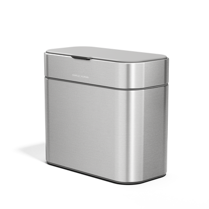 Simplehuman Brushed Stainless Steel Compost Caddy, angled view of counter food waste container.