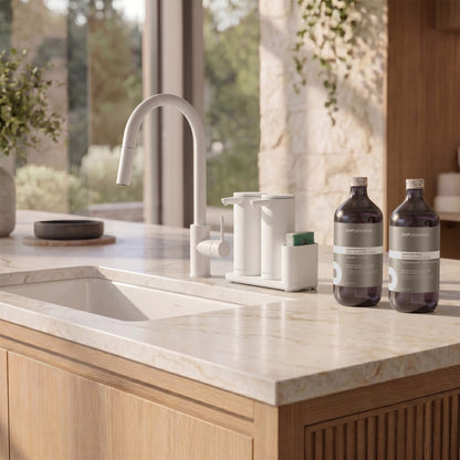 Simplehuman's Sensor Pump with Hand and Dish Soap Refill Bottles.