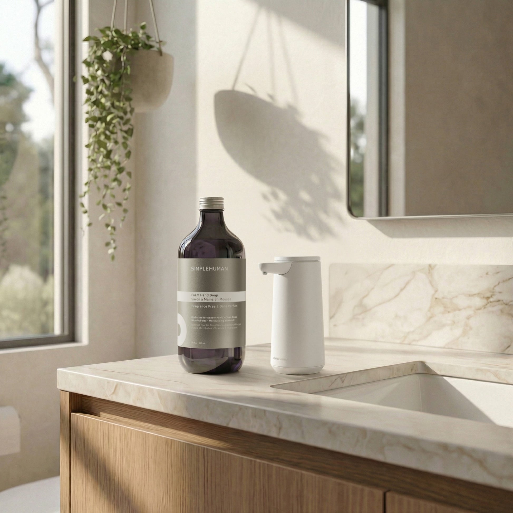 Simplehuman's Sensor Pump Foam with Foam Hand Soap Refill Bottle.