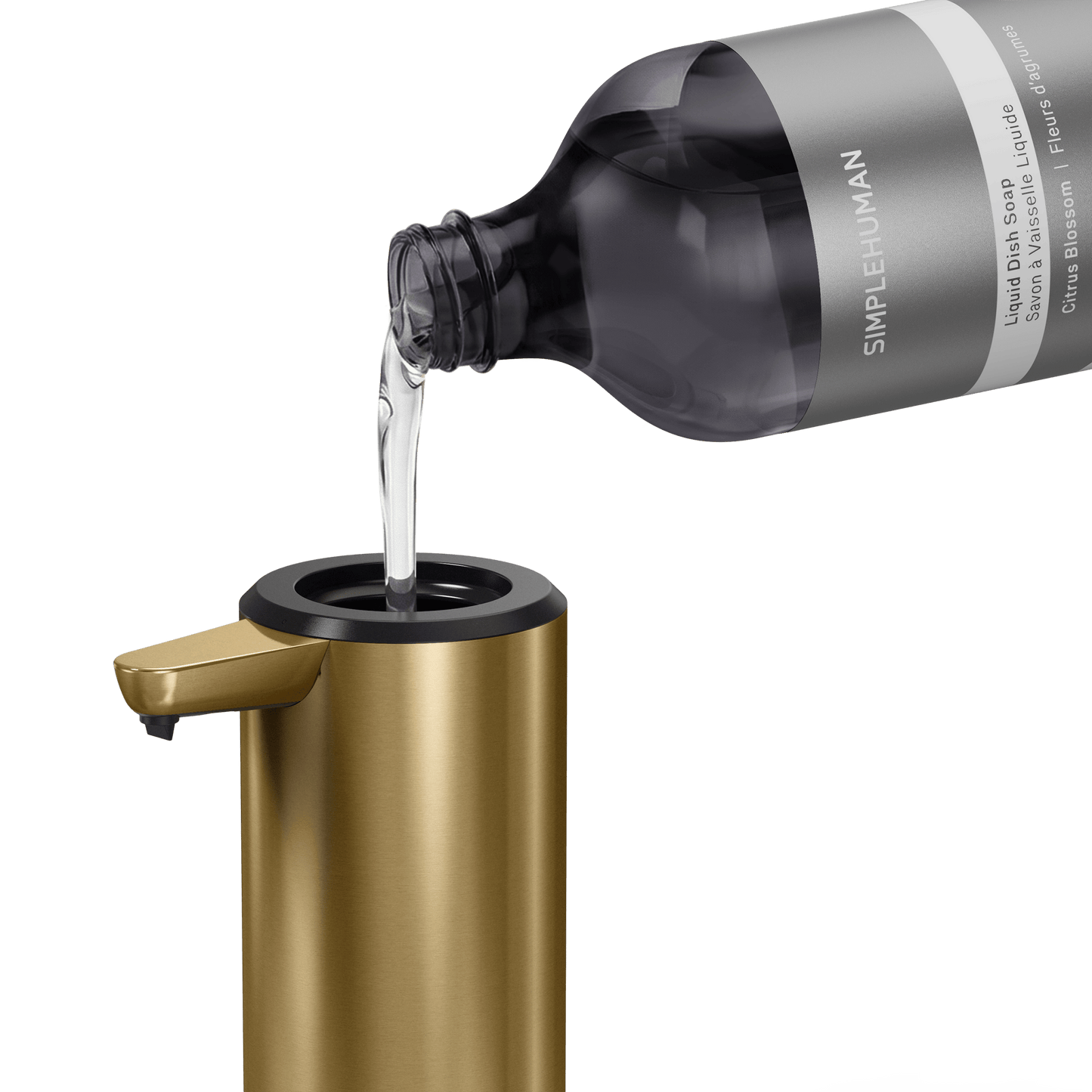 Simplehuman's Refill Bottle filling a Simplehuman Liquid Sensor Pump.